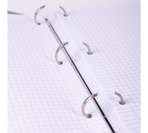 Тетрадь на кольцах БОЛЬШАЯ А4 (240х310 мм), 120 листов, под кожу, клетка, BRAUBERG 