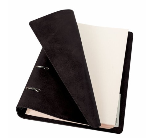 Тетрадь на кольцах БОЛЬШАЯ А4 (240х310 мм), 120 листов, под кожу, клетка, BRAUBERG 