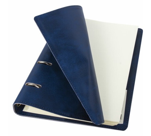 Тетрадь на кольцах БОЛЬШАЯ А4 (240х310 мм), 120 листов, под кожу, клетка, BRAUBERG 