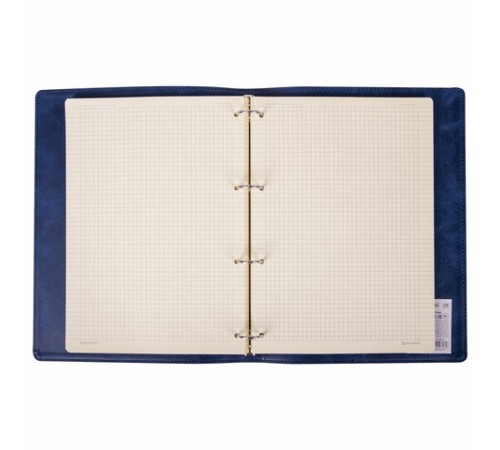 Тетрадь на кольцах БОЛЬШАЯ А4 (240х310 мм), 120 листов, под кожу, клетка, BRAUBERG 