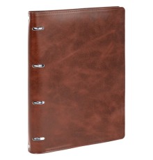 Тетрадь на кольцах БОЛЬШАЯ А4 (240х310 мм), 120 листов, под кожу, клетка, BRAUBERG 