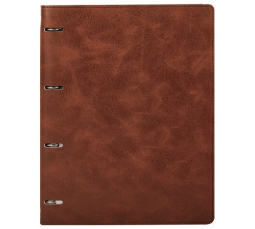 Тетрадь на кольцах БОЛЬШАЯ А4 (240х310 мм), 120 листов, под кожу, клетка, BRAUBERG 