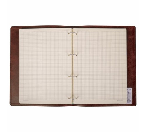 Тетрадь на кольцах БОЛЬШАЯ А4 (240х310 мм), 120 листов, под кожу, клетка, BRAUBERG 