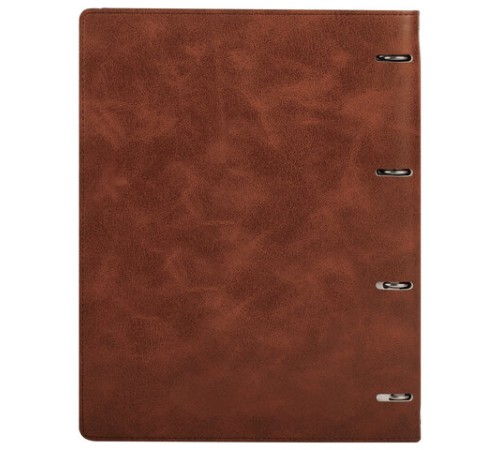 Тетрадь на кольцах БОЛЬШАЯ А4 (240х310 мм), 120 листов, под кожу, клетка, BRAUBERG 