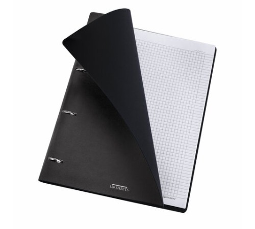 Тетрадь на кольцах БОЛЬШАЯ А4 (240х310 мм), 120 л., под кожу, BRAUBERG VISTA, Black, 404512