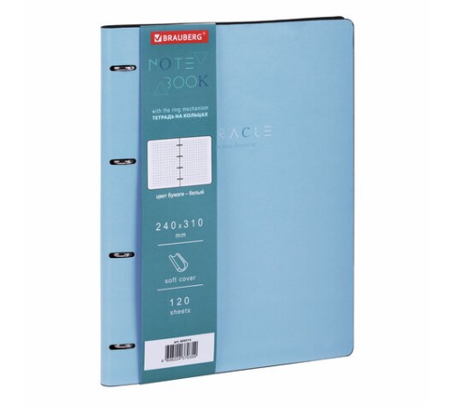 Тетрадь на кольцах БОЛЬШАЯ А4 (240х310 мм), 120 л., под кожу, BRAUBERG VISTA, 