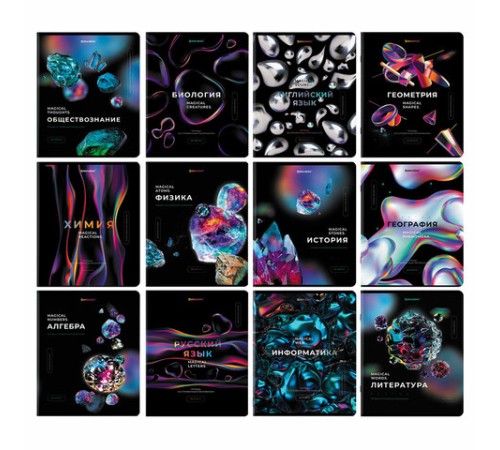 Тетради предметные, КОМПЛЕКТ 12 ПРЕДМЕТОВ, 48 л., глянцевый УФ-лак, BRAUBERG, 