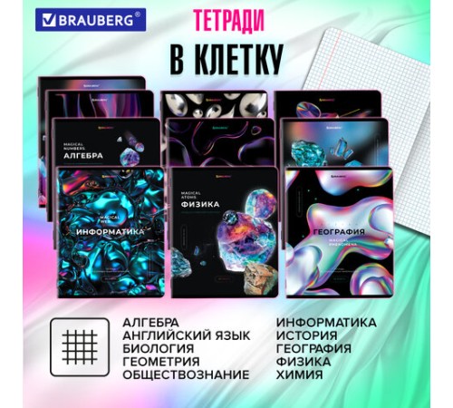 Тетради предметные, КОМПЛЕКТ 12 ПРЕДМЕТОВ, 48 л., глянцевый УФ-лак, BRAUBERG, 