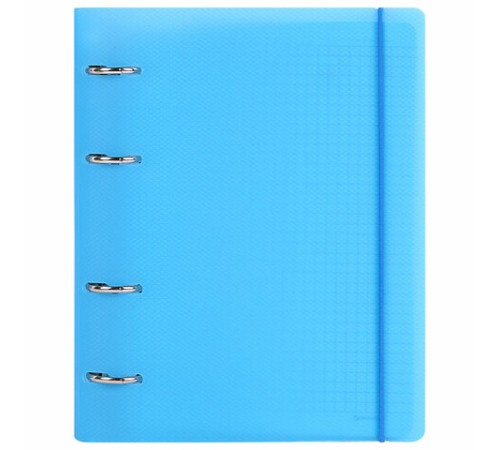 Тетрадь на кольцах А5 175х220 мм, 120 л., пластик, с резинкой, BRAUBERG, Синий, 404617