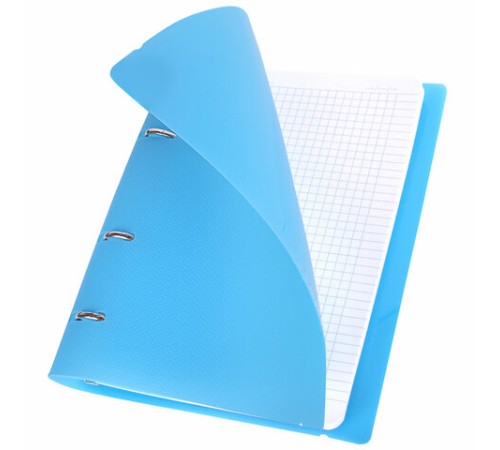 Тетрадь на кольцах А5 175х220 мм, 120 л., пластик, с резинкой, BRAUBERG, Синий, 404617