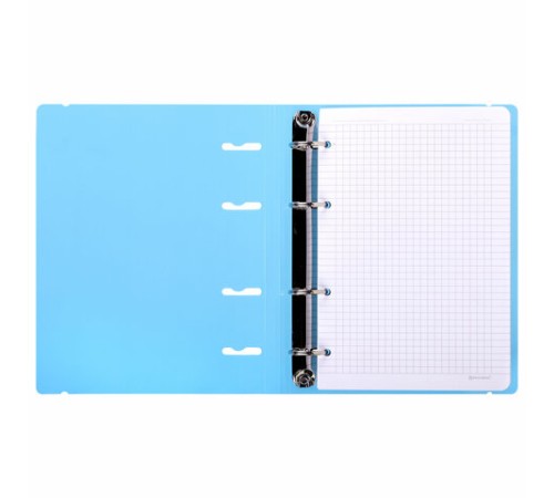 Тетрадь на кольцах А5 175х220 мм, 120 л., пластик, с резинкой, BRAUBERG, Синий, 404617