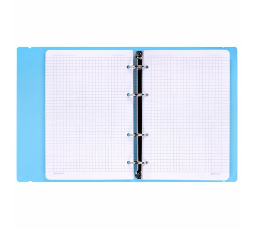 Тетрадь на кольцах А5 175х220 мм, 120 л., пластик, с резинкой, BRAUBERG, Синий, 404617