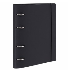 Тетрадь на кольцах А5 175х220 мм, 120 л., пластик, с резинкой, BRAUBERG, Черный, 404618