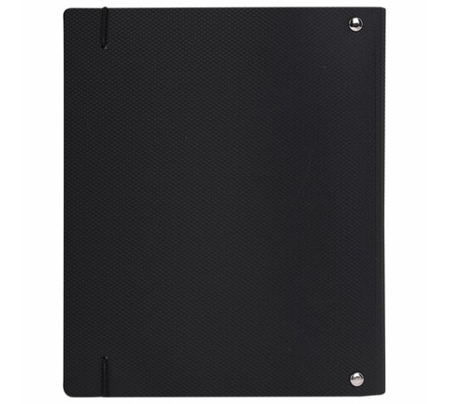 Тетрадь на кольцах А5 175х220 мм, 120 л., пластик, с резинкой, BRAUBERG, Черный, 404618