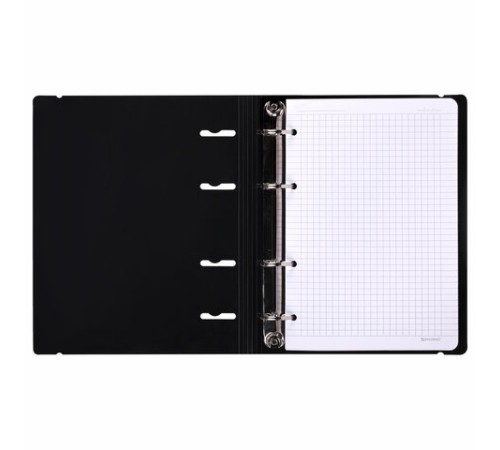 Тетрадь на кольцах А5 175х220 мм, 120 л., пластик, с резинкой, BRAUBERG, Черный, 404618