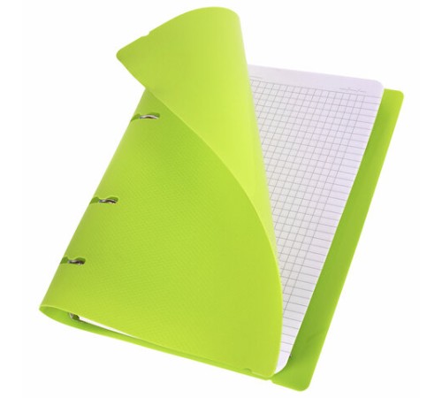 Тетрадь на кольцах А5 175х220 мм, 120 л., пластик, с резинкой, BRAUBERG, Салатовый, 404619