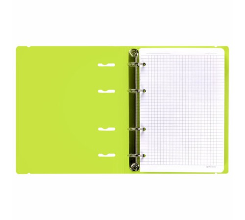 Тетрадь на кольцах А5 175х220 мм, 120 л., пластик, с резинкой, BRAUBERG, Салатовый, 404619