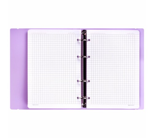 Тетрадь на кольцах А5 175х220 мм, 120 л., пластик, с резинкой, BRAUBERG, Сиреневый, 404620