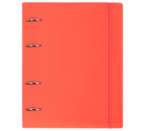 Тетрадь на кольцах А5 175х220 мм, 120 л., пластик, с резинкой, BRAUBERG, Коралловый, 404621