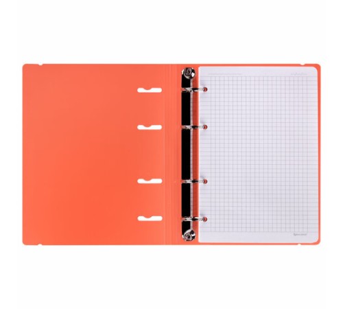 Тетрадь на кольцах А5 175х220 мм, 120 л., пластик, с резинкой, BRAUBERG, Коралловый, 404621