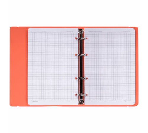 Тетрадь на кольцах А5 175х220 мм, 120 л., пластик, с резинкой, BRAUBERG, Коралловый, 404621