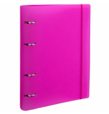 Тетрадь на кольцах А5 175х220 мм, 120 л., пластик, с резинкой, BRAUBERG, Розовый, 404622