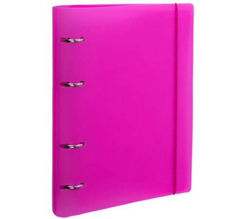 Тетрадь на кольцах А5 175х220 мм, 120 л., пластик, с резинкой, BRAUBERG, Розовый, 404622