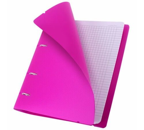 Тетрадь на кольцах А5 175х220 мм, 120 л., пластик, с резинкой, BRAUBERG, Розовый, 404622
