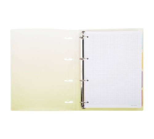Тетрадь на кольцах БОЛЬШАЯ 305х235 мм А4, 120 л., пластик, с разделителями, BRAUBERG, Желтый, 404624
