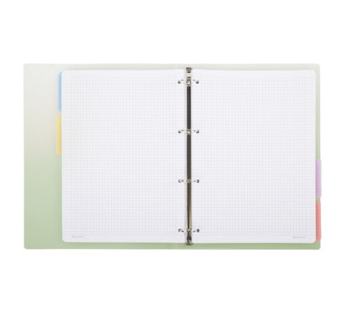 Тетрадь на кольцах БОЛЬШАЯ 305х235 мм А4, 120 л., пластик, с разделителями, BRAUBERG, Зеленый, 404625
