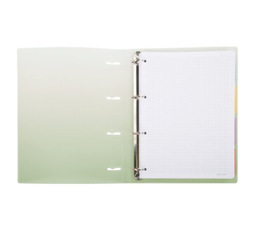 Тетрадь на кольцах БОЛЬШАЯ 305х235 мм А4, 120 л., пластик, с разделителями, BRAUBERG, Зеленый, 404625