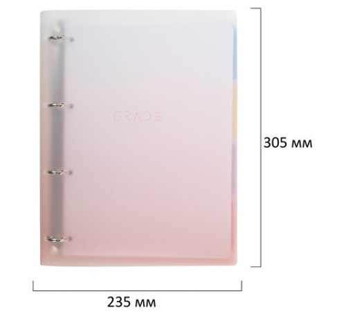 Тетрадь на кольцах БОЛЬШАЯ 305х235 мм А4, 120 л., пластик, с разделителями, BRAUBERG, Красный, 404626