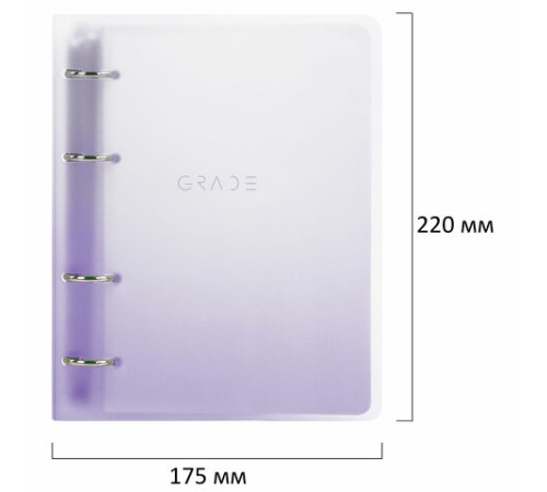 Тетрадь на кольцах А5 175х220 мм, 120 л., пластик, с разделителями, BRAUBERG, Фиолетовый, 404627