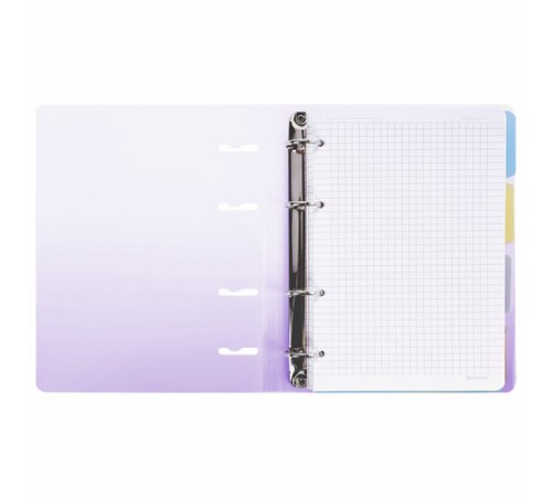 Тетрадь на кольцах А5 175х220 мм, 120 л., пластик, с разделителями, BRAUBERG, Фиолетовый, 404627