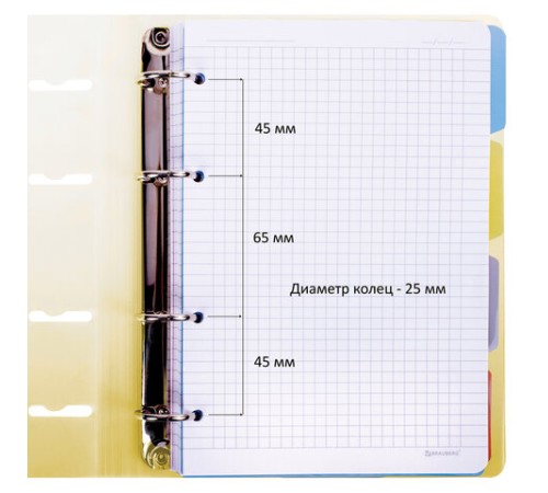 Тетрадь на кольцах А5 175х220 мм, 120 л., пластик, с разделителями, BRAUBERG, Желтый, 404628