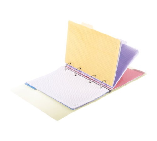 Тетрадь на кольцах А5 175х220 мм, 120 л., пластик, с разделителями, BRAUBERG, Желтый, 404628