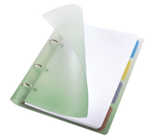 Тетрадь на кольцах А5 175х220 мм, 120 л., пластик, с разделителями, BRAUBERG, Зеленый, 404629