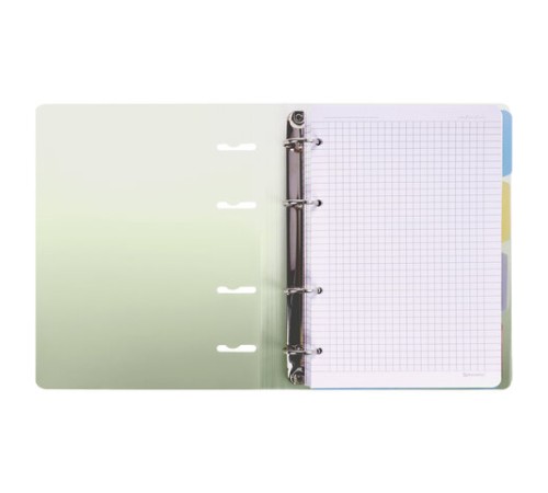 Тетрадь на кольцах А5 175х220 мм, 120 л., пластик, с разделителями, BRAUBERG, Зеленый, 404629