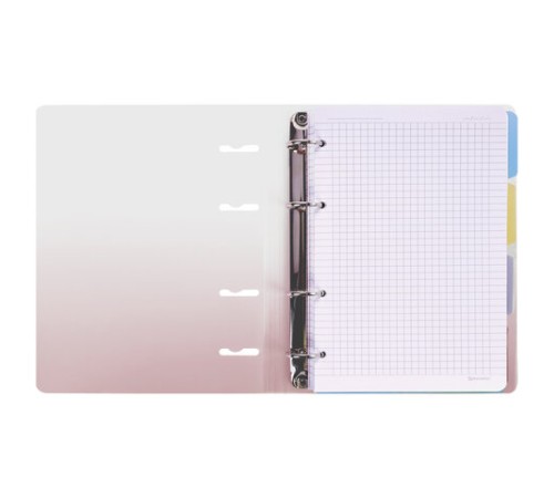 Тетрадь на кольцах А5 175х220 мм, 120 л., пластик, с разделителями, BRAUBERG, Красный, 404630