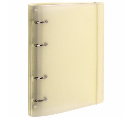 Тетрадь на кольцах А5 175х220 мм, 120 л., пластик с блестками, с резинкой и разделителями, BRAUBERG, Желтый, 404631