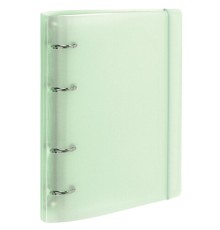 Тетрадь на кольцах А5 175х220 мм, 120 л., пластик с блестками, с резинкой и разделителями, BRAUBERG, Зеленый, 404632