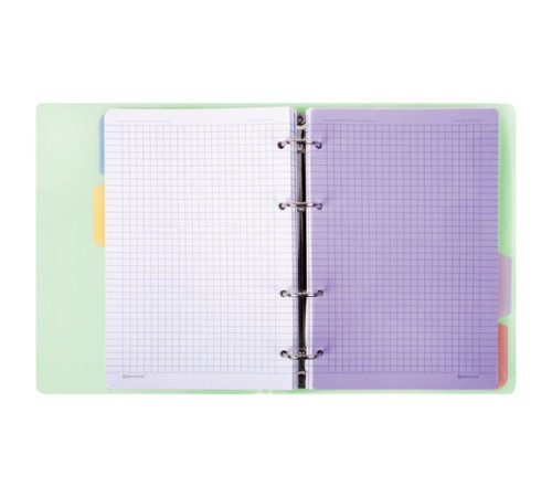 Тетрадь на кольцах А5 175х220 мм, 120 л., пластик с блестками, с резинкой и разделителями, BRAUBERG, Зеленый, 404632