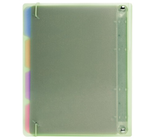 Тетрадь на кольцах А5 175х220 мм, 120 л., пластик с блестками, с резинкой и разделителями, BRAUBERG, Зеленый, 404632