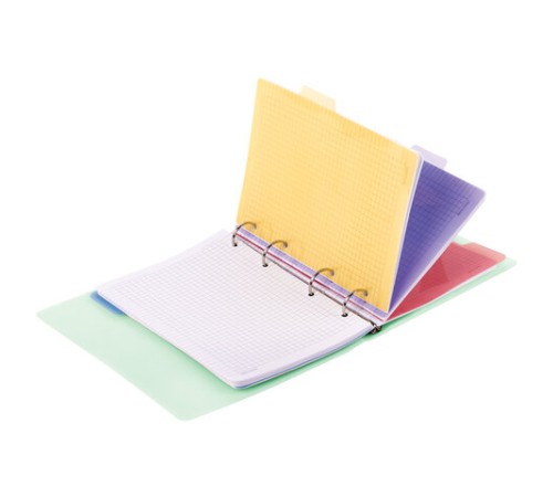 Тетрадь на кольцах А5 175х220 мм, 120 л., пластик с блестками, с резинкой и разделителями, BRAUBERG, Зеленый, 404632