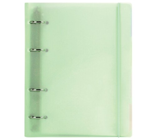 Тетрадь на кольцах А5 175х220 мм, 120 л., пластик с блестками, с резинкой и разделителями, BRAUBERG, Зеленый, 404632