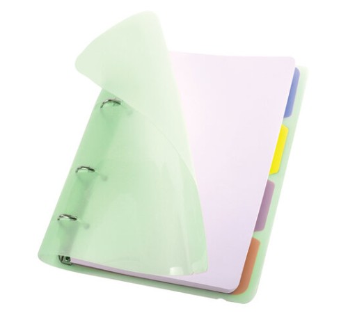 Тетрадь на кольцах А5 175х220 мм, 120 л., пластик с блестками, с резинкой и разделителями, BRAUBERG, Зеленый, 404632