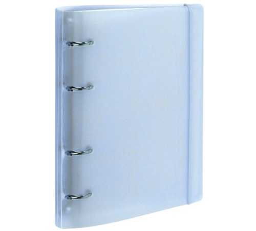 Тетрадь на кольцах А5 175х220 мм, 120 л., пластик с блестками, с резинкой и разделителями, BRAUBERG, Голубой, 404633