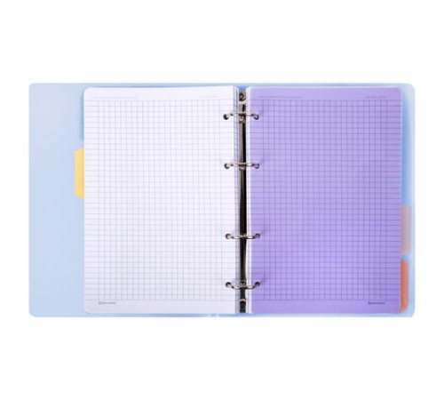 Тетрадь на кольцах А5 175х220 мм, 120 л., пластик с блестками, с резинкой и разделителями, BRAUBERG, Голубой, 404633