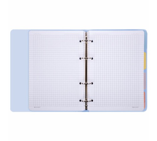 Тетрадь на кольцах А5 175х220 мм, 120 л., пластик с блестками, с резинкой и разделителями, BRAUBERG, Голубой, 404633