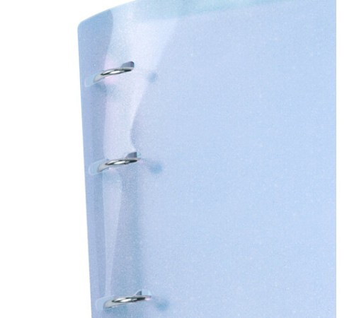 Тетрадь на кольцах А5 175х220 мм, 120 л., пластик с блестками, с резинкой и разделителями, BRAUBERG, Голубой, 404633